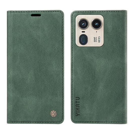 YIKATU YK-004 For Motorola Moto X50 Ultra 5G / Edge 50 Ultra 5G Case Leather Phone Wallet Cover Skin-Touch - Green