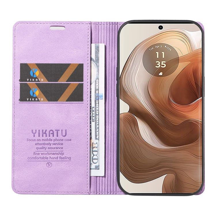 YIKATU YK-004 For Motorola Moto X50 Ultra 5G / Edge 50 Ultra 5G Case Leather Phone Wallet Cover Skin-Touch - Purple