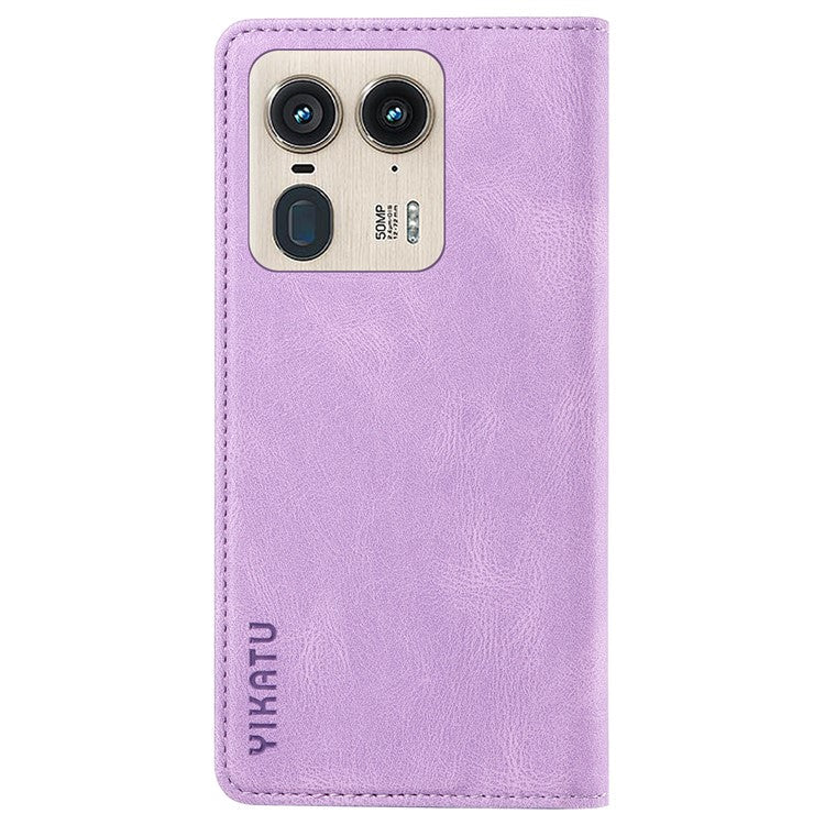 YIKATU YK-004 For Motorola Moto X50 Ultra 5G / Edge 50 Ultra 5G Case Leather Phone Wallet Cover Skin-Touch - Purple