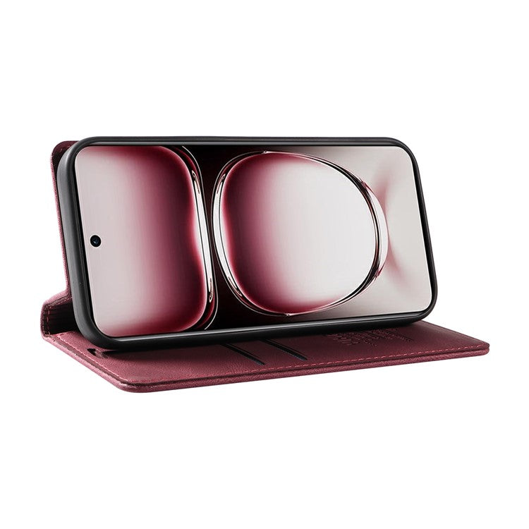 YIKATU YK-004 For Oppo Reno12 Pro 5G (Global) / (China) Wallet Phone Case Skin-Touch Leather Cover - Wine Red
