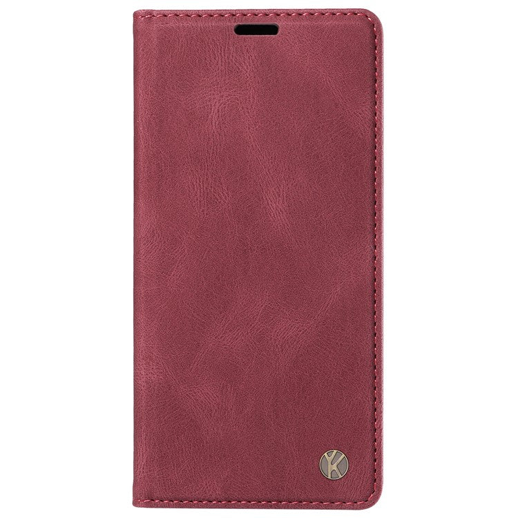 YIKATU YK-004 For Oppo Reno12 Pro 5G (Global) / (China) Wallet Phone Case Skin-Touch Leather Cover - Wine Red