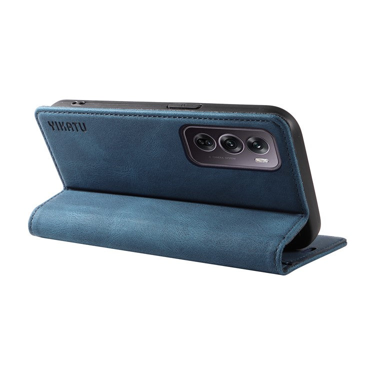 YIKATU YK-004 For Oppo Reno12 Pro 5G (Global) / (China) Wallet Phone Case Skin-Touch Leather Cover - Blue