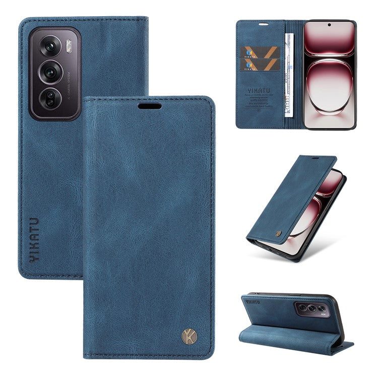 YIKATU YK-004 For Oppo Reno12 Pro 5G (Global) / (China) Wallet Phone Case Skin-Touch Leather Cover - Blue