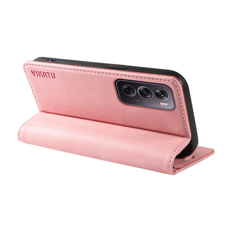 YIKATU YK-004 For Oppo Reno12 Pro 5G (Global) / (China) Wallet Phone Case Skin-Touch Leather Cover - Pink
