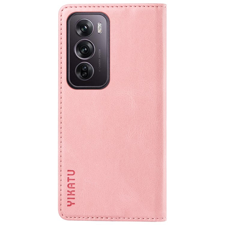 YIKATU YK-004 For Oppo Reno12 Pro 5G (Global) / (China) Wallet Phone Case Skin-Touch Leather Cover - Pink