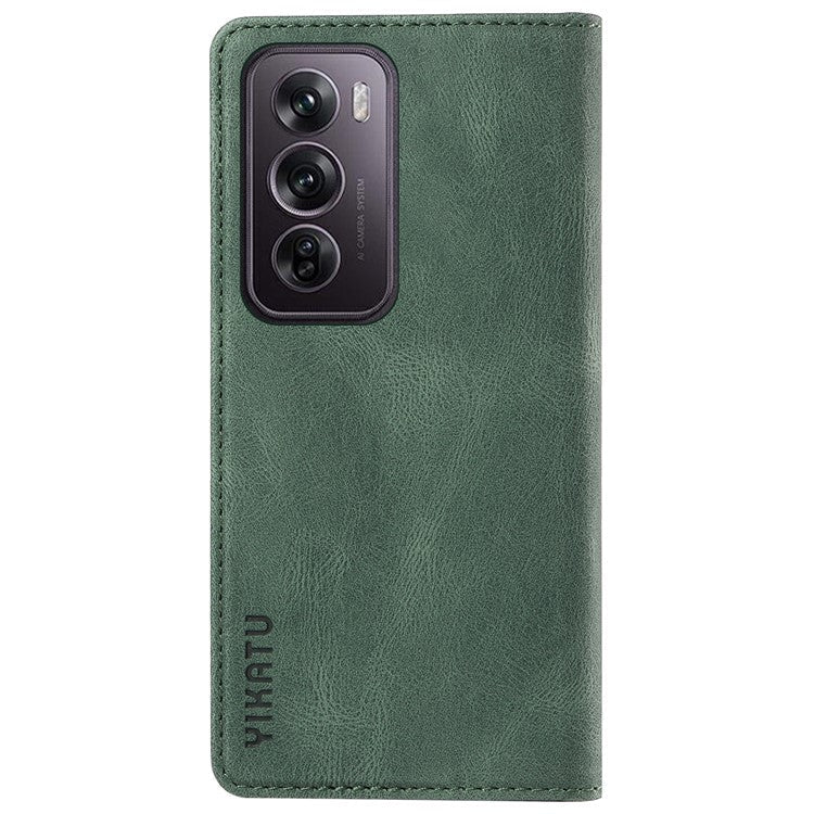 YIKATU YK-004 For Oppo Reno12 Pro 5G (Global) / (China) Wallet Phone Case Skin-Touch Leather Cover - Green