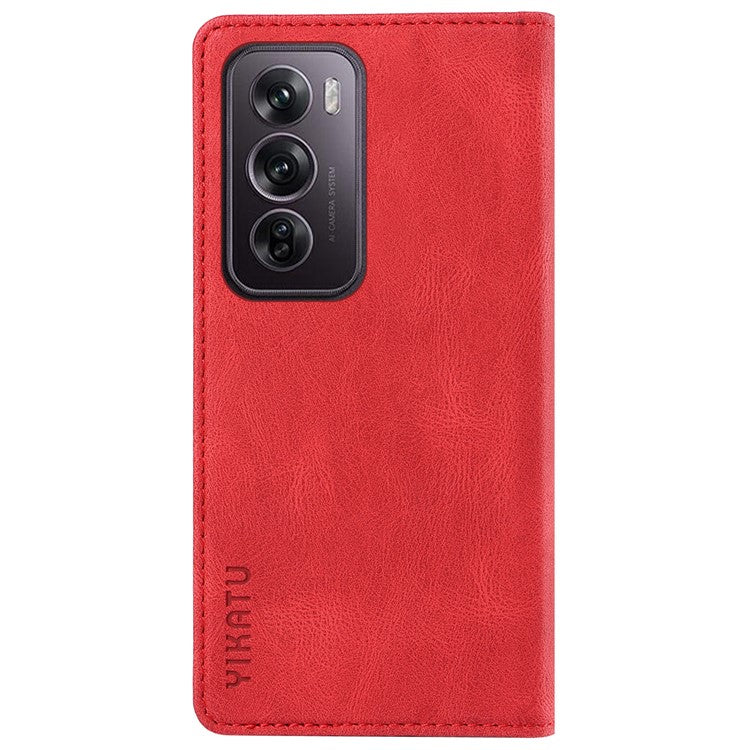YIKATU YK-004 For Oppo Reno12 Pro 5G (Global) / (China) Wallet Phone Case Skin-Touch Leather Cover - Red