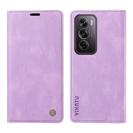 YIKATU YK-004 For Oppo Reno12 Pro 5G (Global) / (China) Wallet Phone Case Skin-Touch Leather Cover - Purple