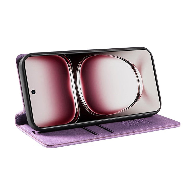 YIKATU YK-004 For Oppo Reno12 Pro 5G (Global) / (China) Wallet Phone Case Skin-Touch Leather Cover - Purple