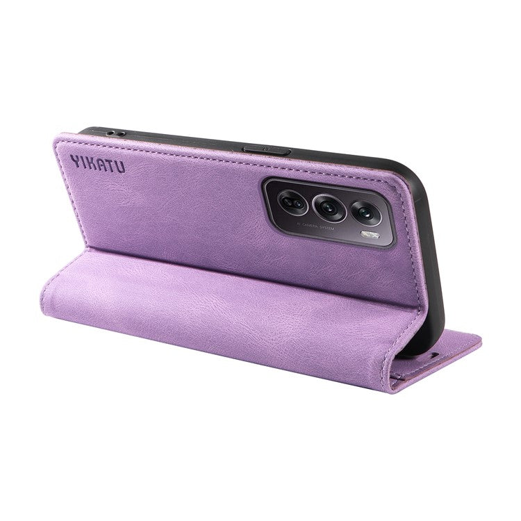 YIKATU YK-004 For Oppo Reno12 Pro 5G (Global) / (China) Wallet Phone Case Skin-Touch Leather Cover - Purple