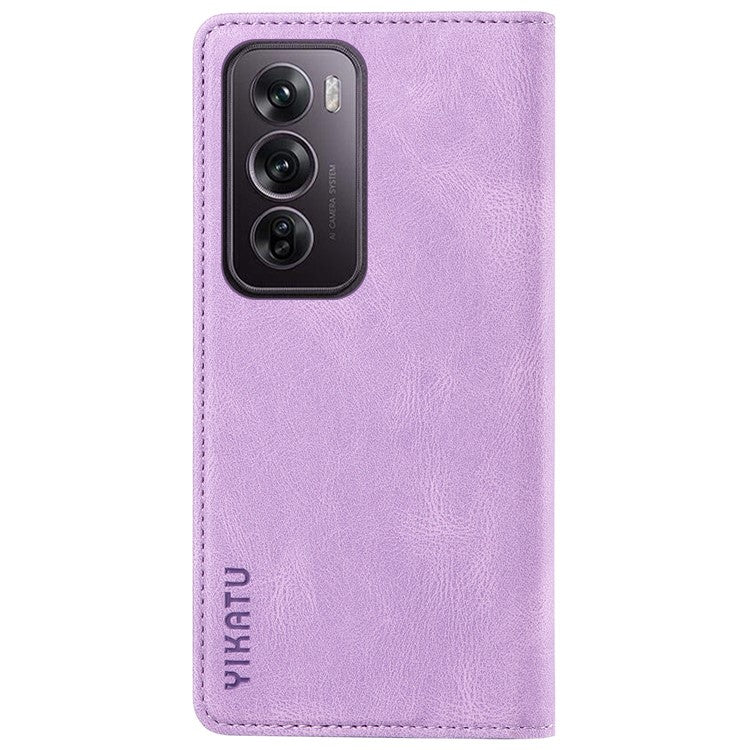 YIKATU YK-004 For Oppo Reno12 Pro 5G (Global) / (China) Wallet Phone Case Skin-Touch Leather Cover - Purple