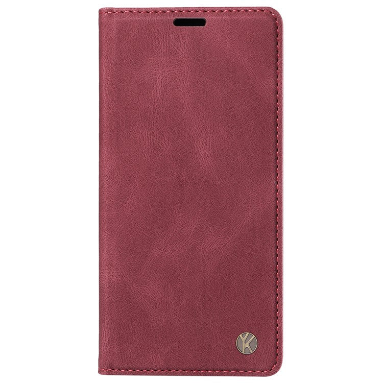 YIKATU YK-004 For Oppo Reno12 5G (Global) Wallet Case Skin-Touch Leather Phone Cover - Wine Red