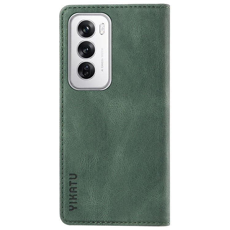 YIKATU YK-004 For Oppo Reno12 5G (Global) Wallet Case Skin-Touch Leather Phone Cover - Green