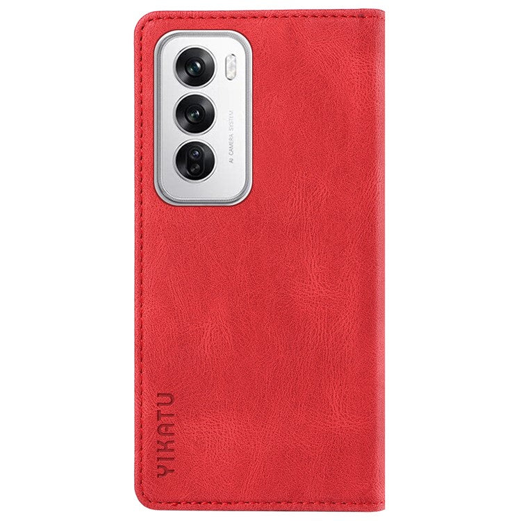 YIKATU YK-004 For Oppo Reno12 5G (Global) Wallet Case Skin-Touch Leather Phone Cover - Red