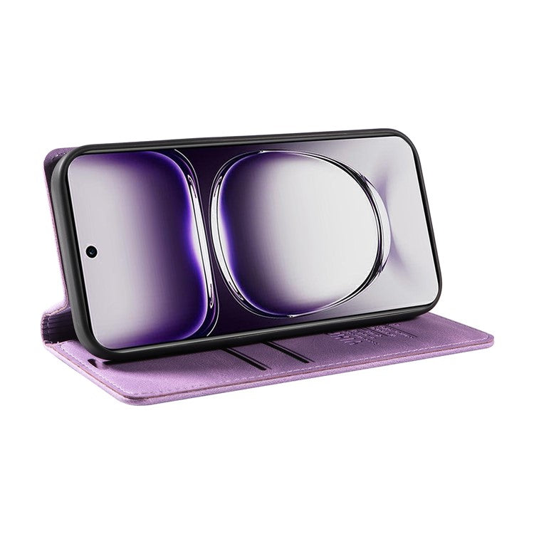 YIKATU YK-004 For Oppo Reno12 5G (Global) Wallet Case Skin-Touch Leather Phone Cover - Purple