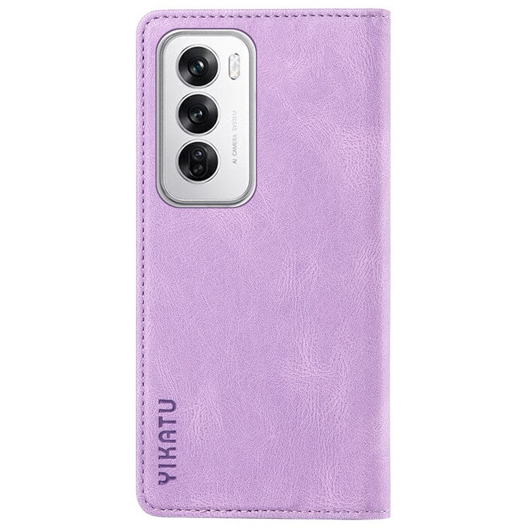 YIKATU YK-004 For Oppo Reno12 5G (Global) Wallet Case Skin-Touch Leather Phone Cover - Purple