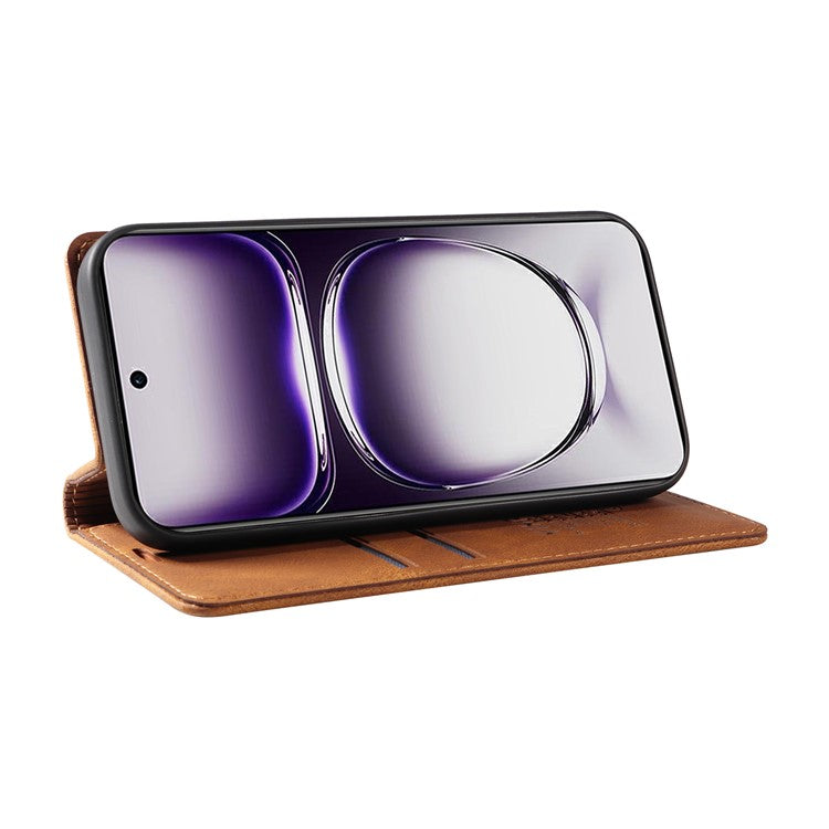 YIKATU YK-004 For Oppo Reno12 5G (Global) Wallet Case Skin-Touch Leather Phone Cover - Brown