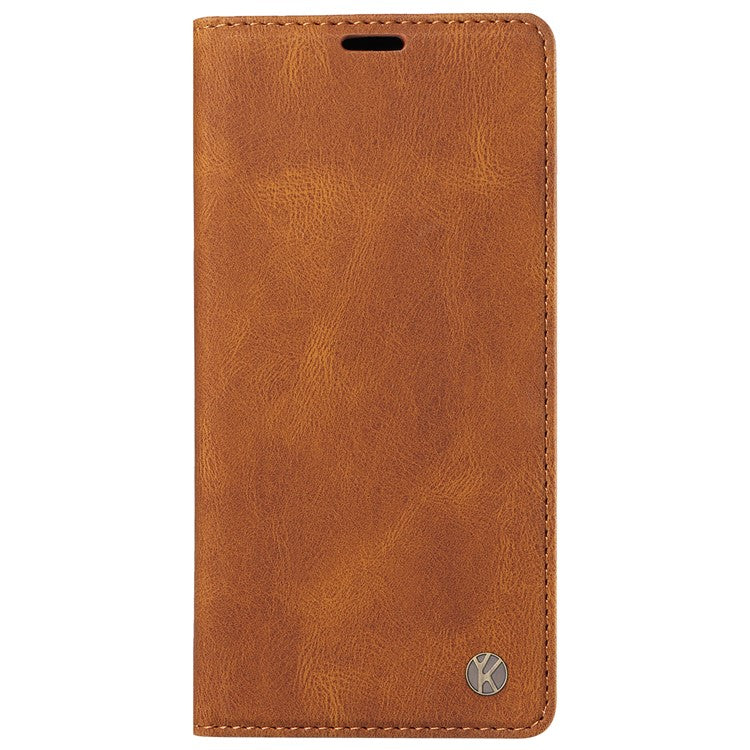 YIKATU YK-004 For Oppo Reno12 5G (Global) Wallet Case Skin-Touch Leather Phone Cover - Brown
