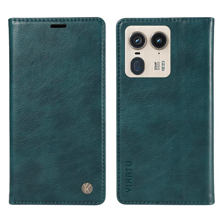 YIKATU YK-006 For Motorola Edge 50 Ultra 5G / Moto X50 Ultra 5G Wallet Case Litchi Texture Leather Phone Cover - Blue