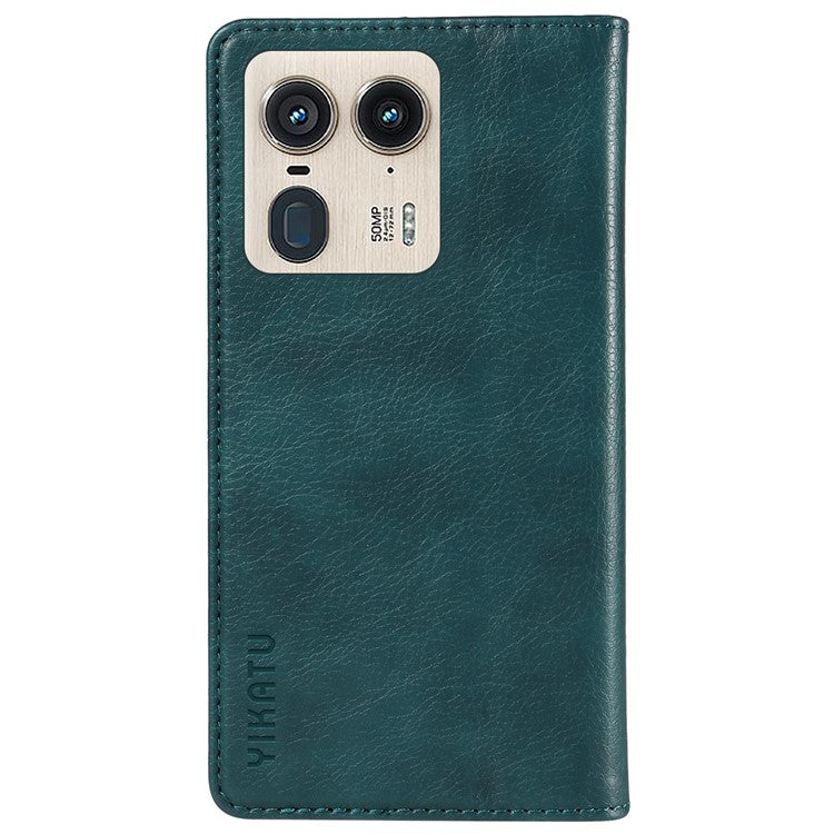 YIKATU YK-006 For Motorola Edge 50 Ultra 5G / Moto X50 Ultra 5G Wallet Case Litchi Texture Leather Phone Cover - Blue