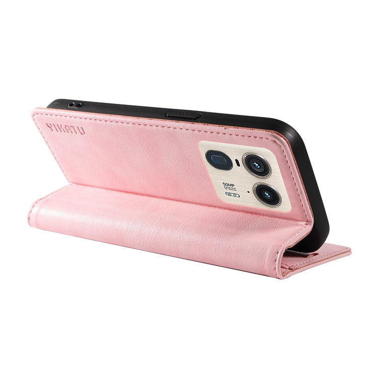 YIKATU YK-006 For Motorola Edge 50 Ultra 5G / Moto X50 Ultra 5G Wallet Case Litchi Texture Leather Phone Cover - Pink