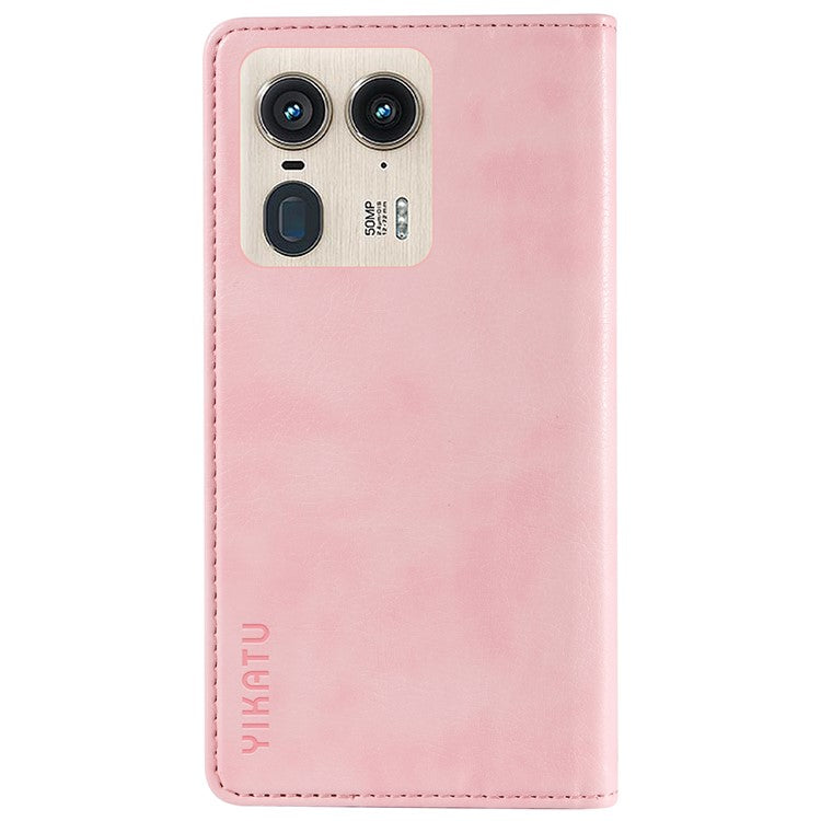 YIKATU YK-006 For Motorola Edge 50 Ultra 5G / Moto X50 Ultra 5G Wallet Case Litchi Texture Leather Phone Cover - Pink