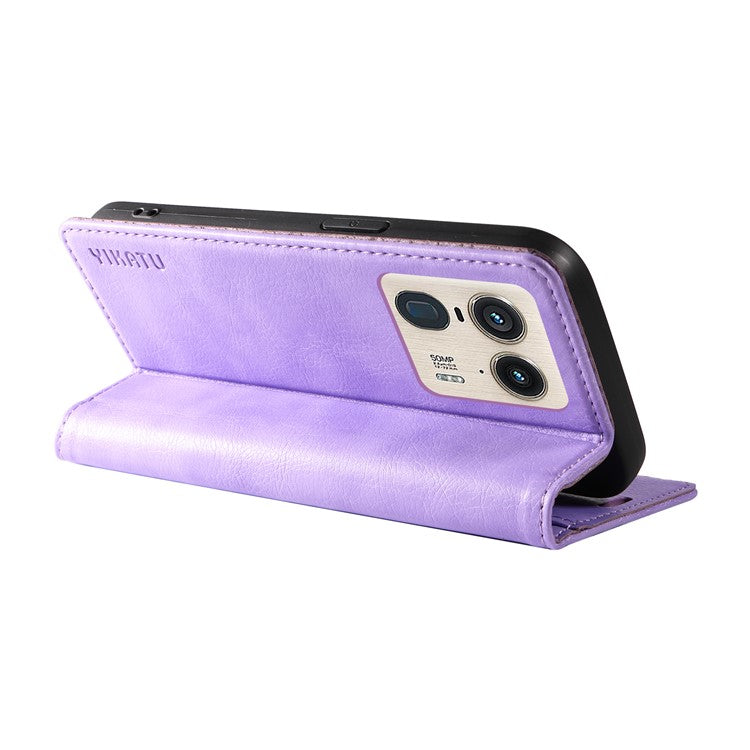 YIKATU YK-006 For Motorola Edge 50 Ultra 5G / Moto X50 Ultra 5G Wallet Case Litchi Texture Leather Phone Cover - Purple