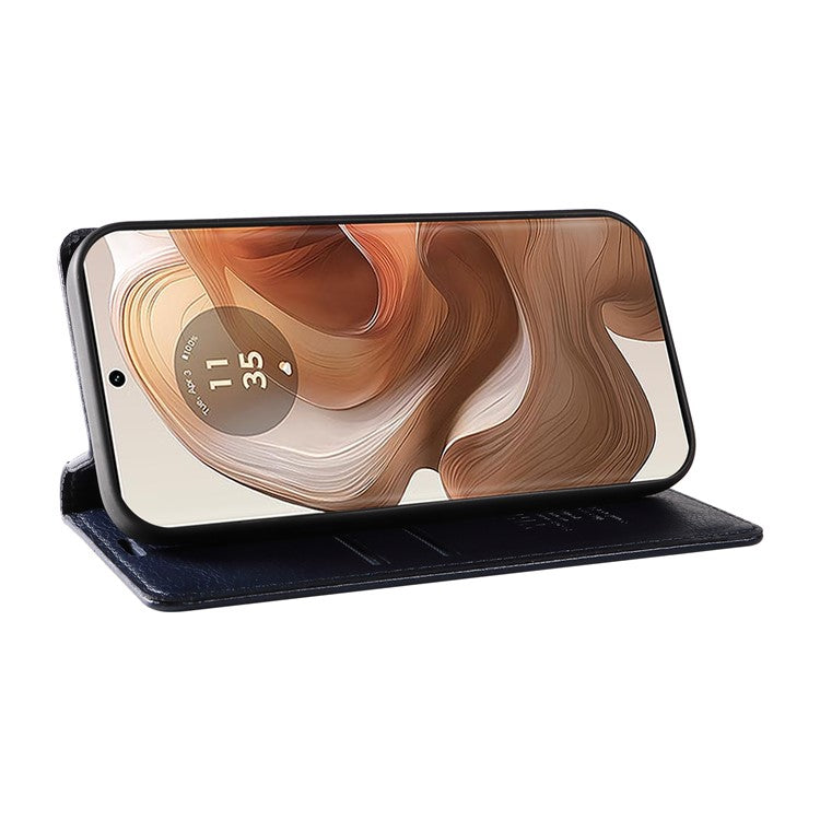 YIKATU YK-006 For Motorola Edge 50 Ultra 5G / Moto X50 Ultra 5G Wallet Case Litchi Texture Leather Phone Cover - Navy Blue