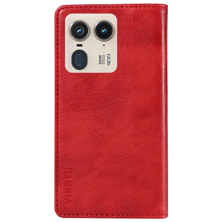 YIKATU YK-006 For Motorola Edge 50 Ultra 5G / Moto X50 Ultra 5G Wallet Case Litchi Texture Leather Phone Cover - Red
