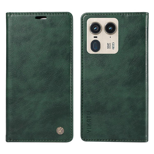 YIKATU YK-006 For Motorola Edge 50 Ultra 5G / Moto X50 Ultra 5G Wallet Case Litchi Texture Leather Phone Cover - Green