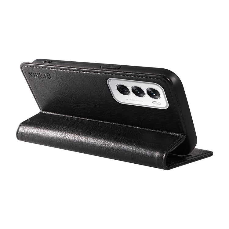 YIKATU YK-006 For Oppo Reno12 5G (Global) Wallet Case Litchi Texture Leather Phone Cover - Black