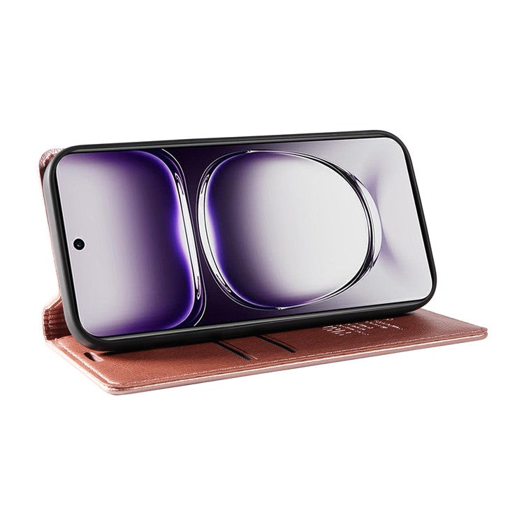 YIKATU YK-006 For Oppo Reno12 5G (Global) Wallet Case Litchi Texture Leather Phone Cover - Rose Gold