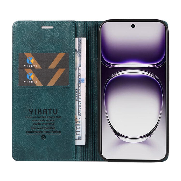 YIKATU YK-006 For Oppo Reno12 5G (Global) Wallet Case Litchi Texture Leather Phone Cover - Blue