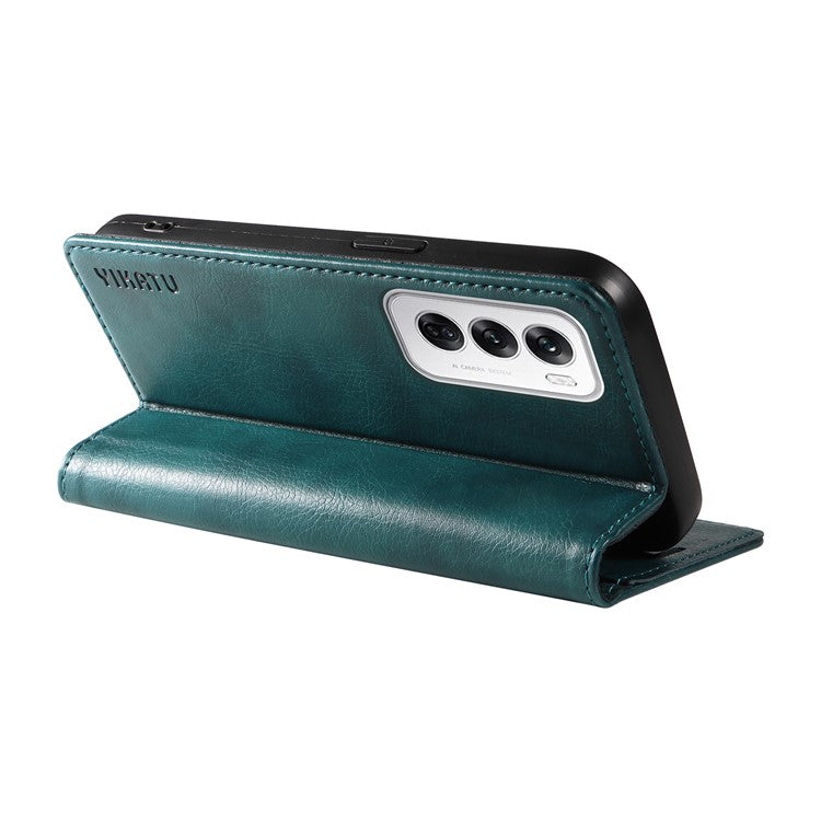 YIKATU YK-006 For Oppo Reno12 5G (Global) Wallet Case Litchi Texture Leather Phone Cover - Blue