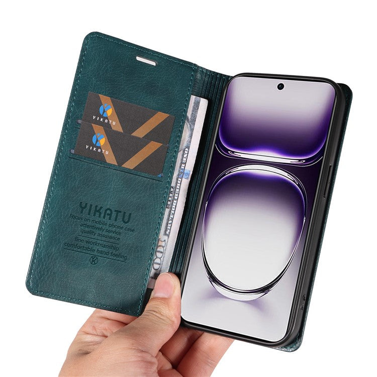 YIKATU YK-006 For Oppo Reno12 5G (Global) Wallet Case Litchi Texture Leather Phone Cover - Blue