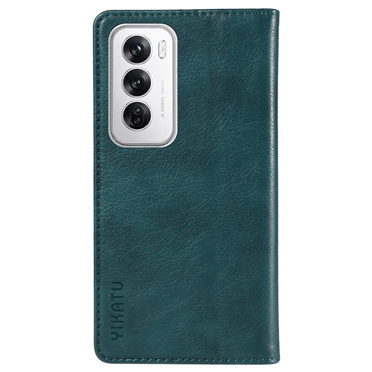 YIKATU YK-006 For Oppo Reno12 5G (Global) Wallet Case Litchi Texture Leather Phone Cover - Blue