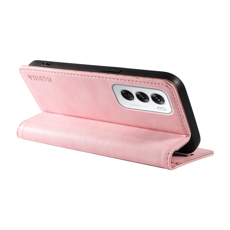 YIKATU YK-006 For Oppo Reno12 5G (Global) Wallet Case Litchi Texture Leather Phone Cover - Pink