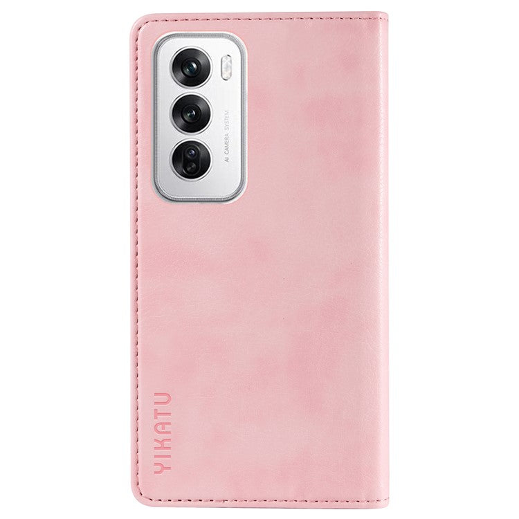 YIKATU YK-006 For Oppo Reno12 5G (Global) Wallet Case Litchi Texture Leather Phone Cover - Pink