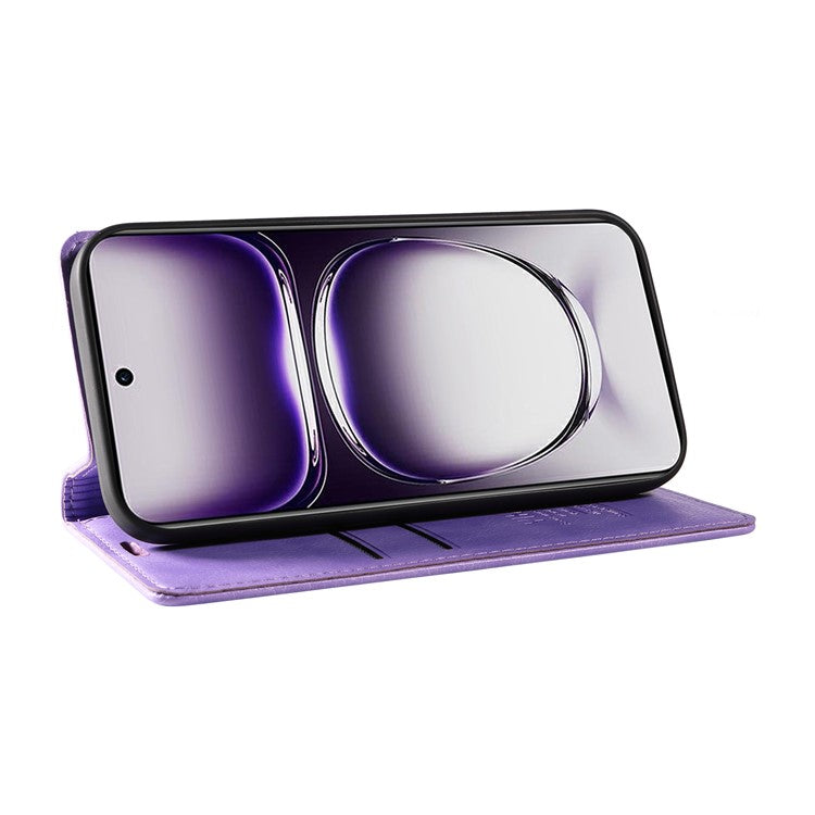 YIKATU YK-006 For Oppo Reno12 5G (Global) Wallet Case Litchi Texture Leather Phone Cover - Purple