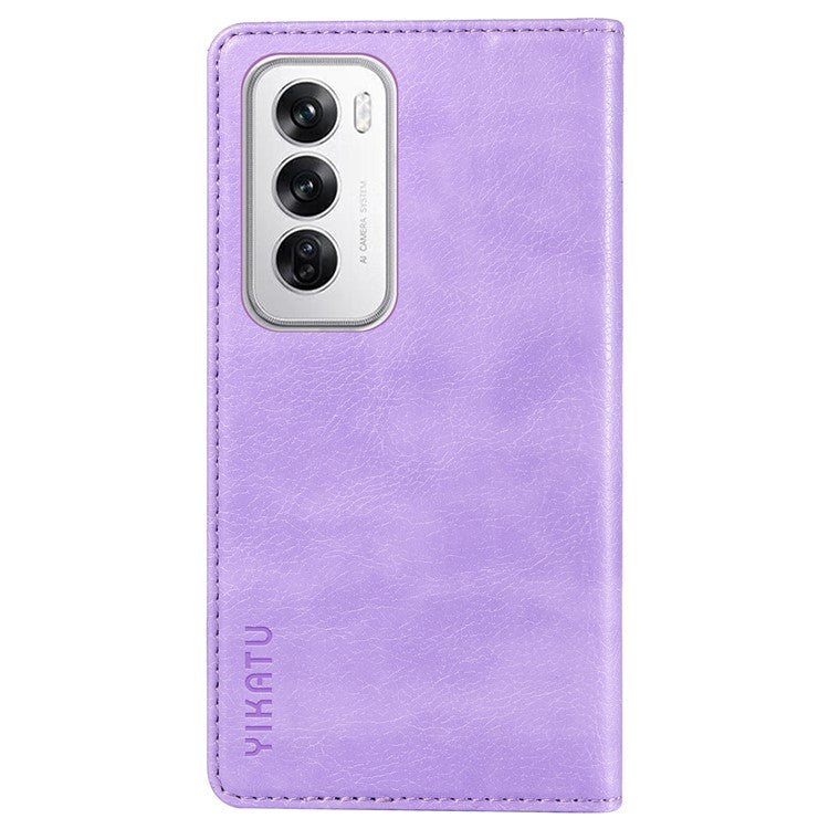 YIKATU YK-006 For Oppo Reno12 5G (Global) Wallet Case Litchi Texture Leather Phone Cover - Purple
