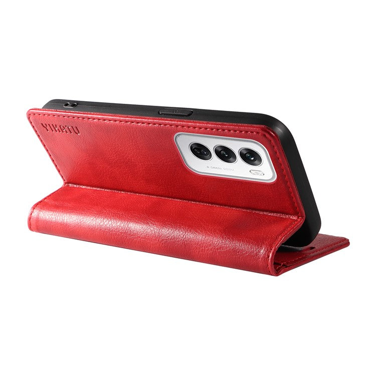 YIKATU YK-006 For Oppo Reno12 5G (Global) Wallet Case Litchi Texture Leather Phone Cover - Red