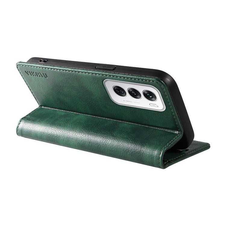 YIKATU YK-006 For Oppo Reno12 5G (Global) Wallet Case Litchi Texture Leather Phone Cover - Green