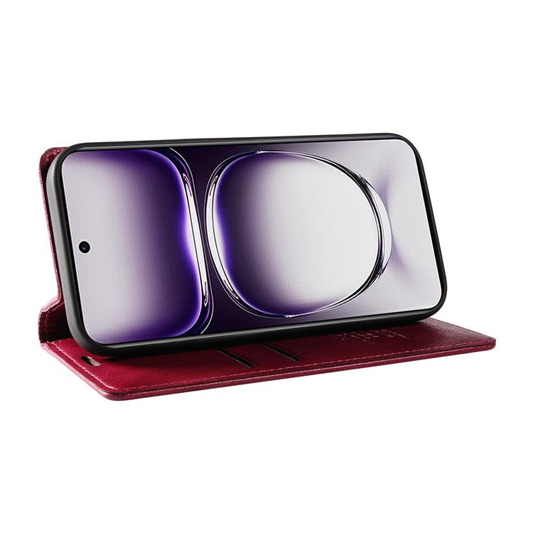 YIKATU YK-006 For Oppo Reno12 5G (Global) Wallet Case Litchi Texture Leather Phone Cover - Wine Red