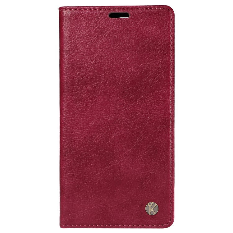 YIKATU YK-006 For Oppo Reno12 5G (Global) Wallet Case Litchi Texture Leather Phone Cover - Wine Red