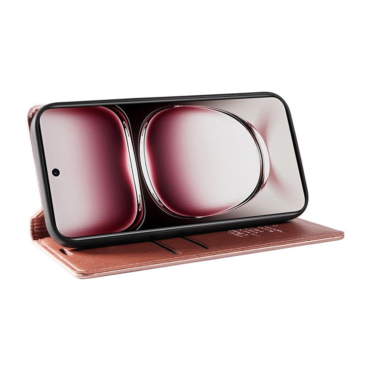 YIKATU YK-006 For Oppo Reno12 Pro 5G (Global) / (China) Wallet Phone Case Litchi Texture Leather Cover - Rose Gold