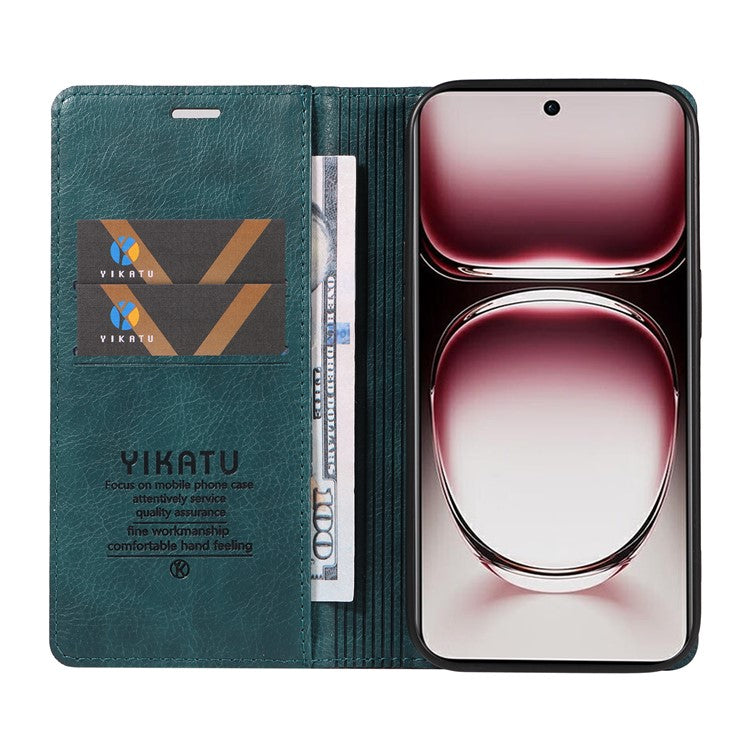 YIKATU YK-006 For Oppo Reno12 Pro 5G (Global) / (China) Wallet Phone Case Litchi Texture Leather Cover - Blue