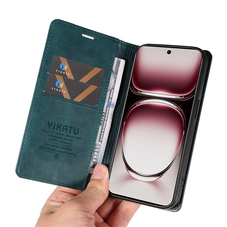 YIKATU YK-006 For Oppo Reno12 Pro 5G (Global) / (China) Wallet Phone Case Litchi Texture Leather Cover - Blue
