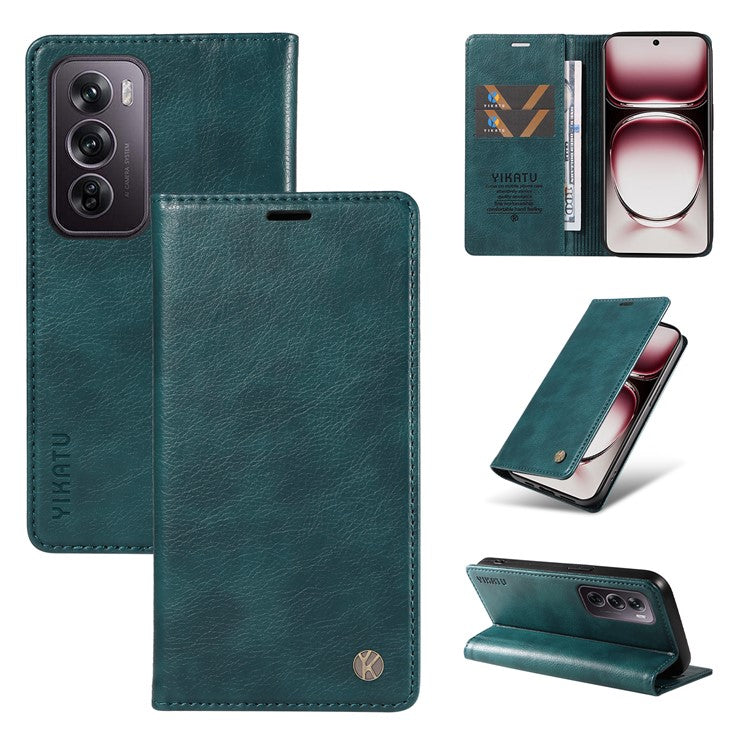 YIKATU YK-006 For Oppo Reno12 Pro 5G (Global) / (China) Wallet Phone Case Litchi Texture Leather Cover - Blue