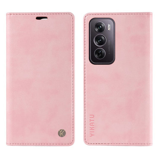 YIKATU YK-006 For Oppo Reno12 Pro 5G (Global) / (China) Wallet Phone Case Litchi Texture Leather Cover - Pink