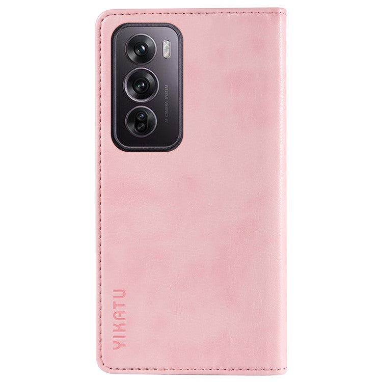 YIKATU YK-006 For Oppo Reno12 Pro 5G (Global) / (China) Wallet Phone Case Litchi Texture Leather Cover - Pink